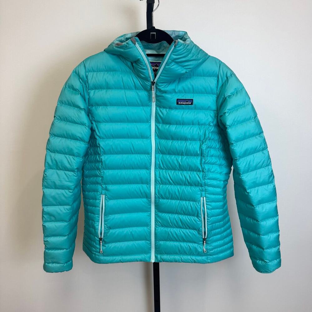 Patagonia Quilted Down Insulated Sweater Hoody Hooded Puffer Jacket Large Zip Up